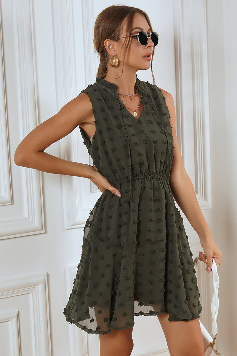 Sleeveless Pom Pom Layered Dress