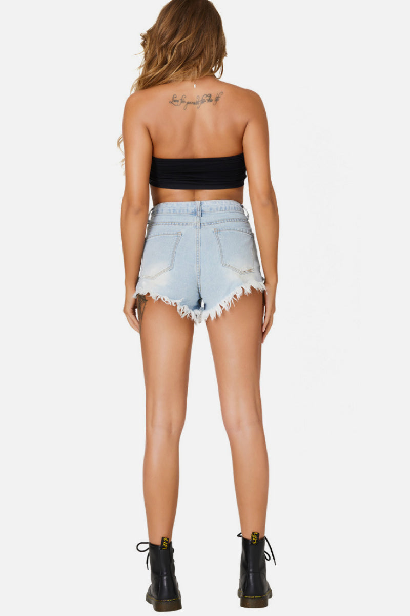High Waist Distressed Cut Off Shorts
