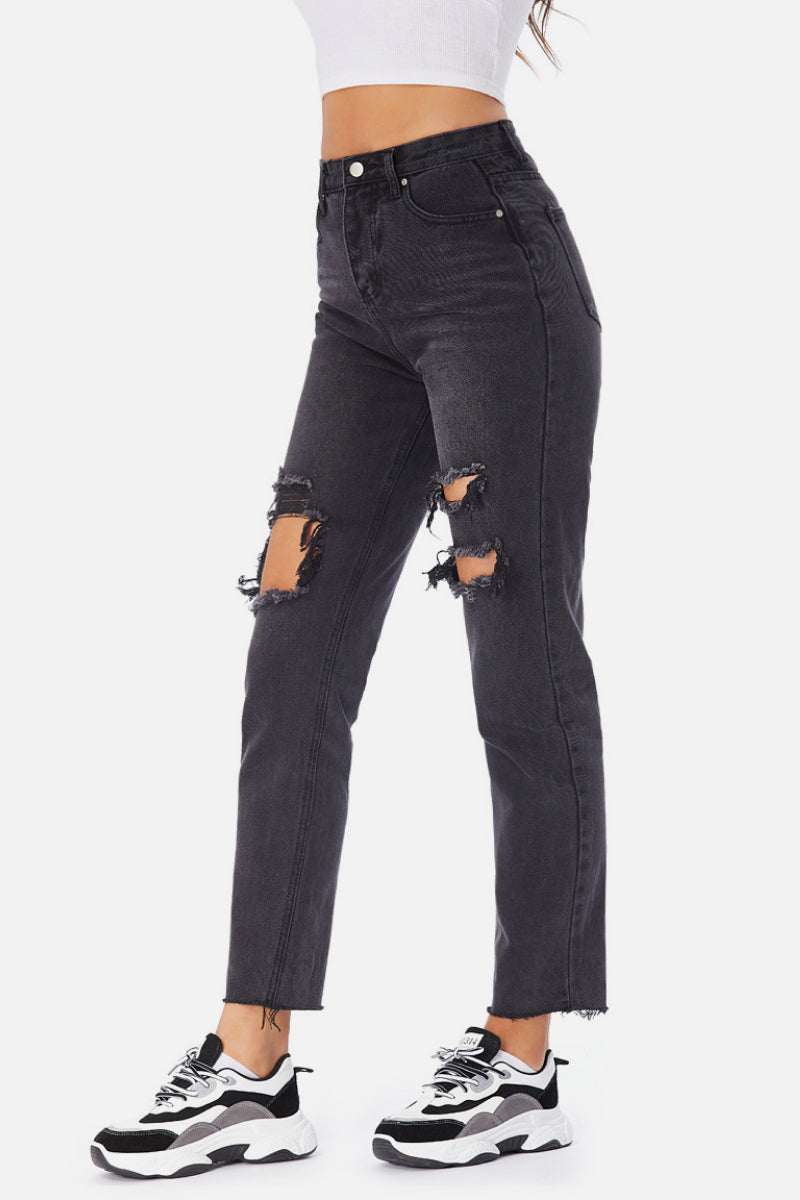 Destroyed Slim Black Jeans