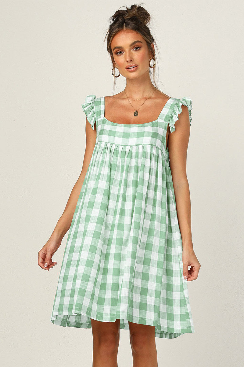 Plaid Babydoll Mini Dress