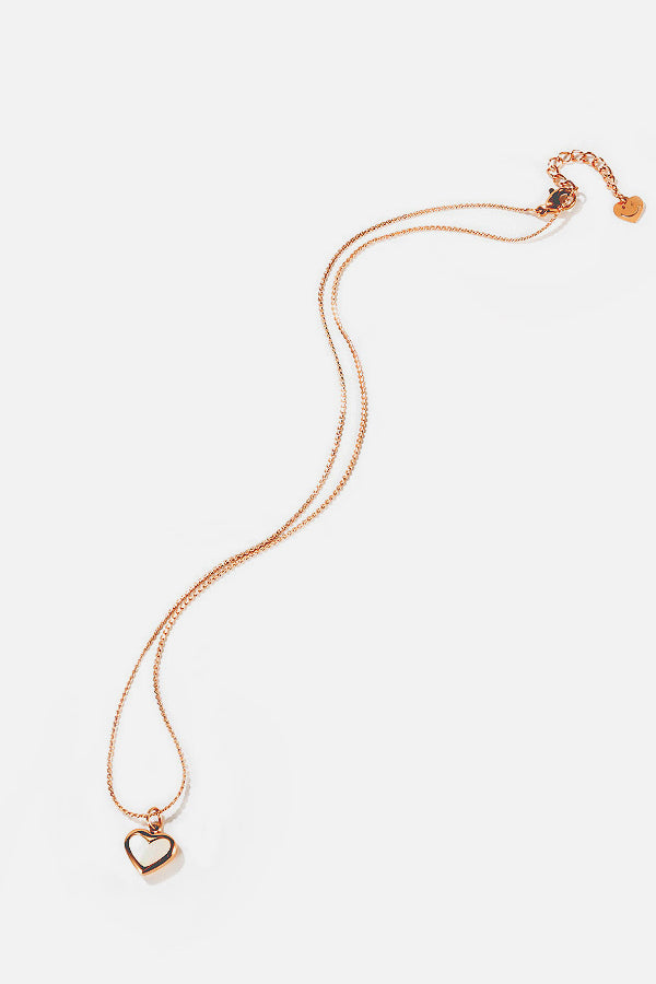 Shell Heart Pendant Necklace Rose Gold