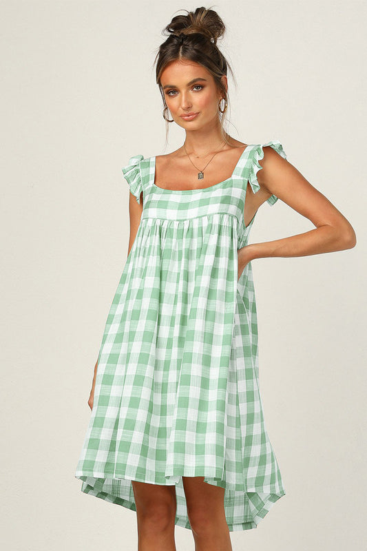 Plaid Babydoll Mini Dress