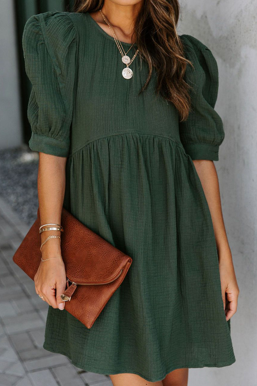 Puff Sleeve Empire Waist Dress