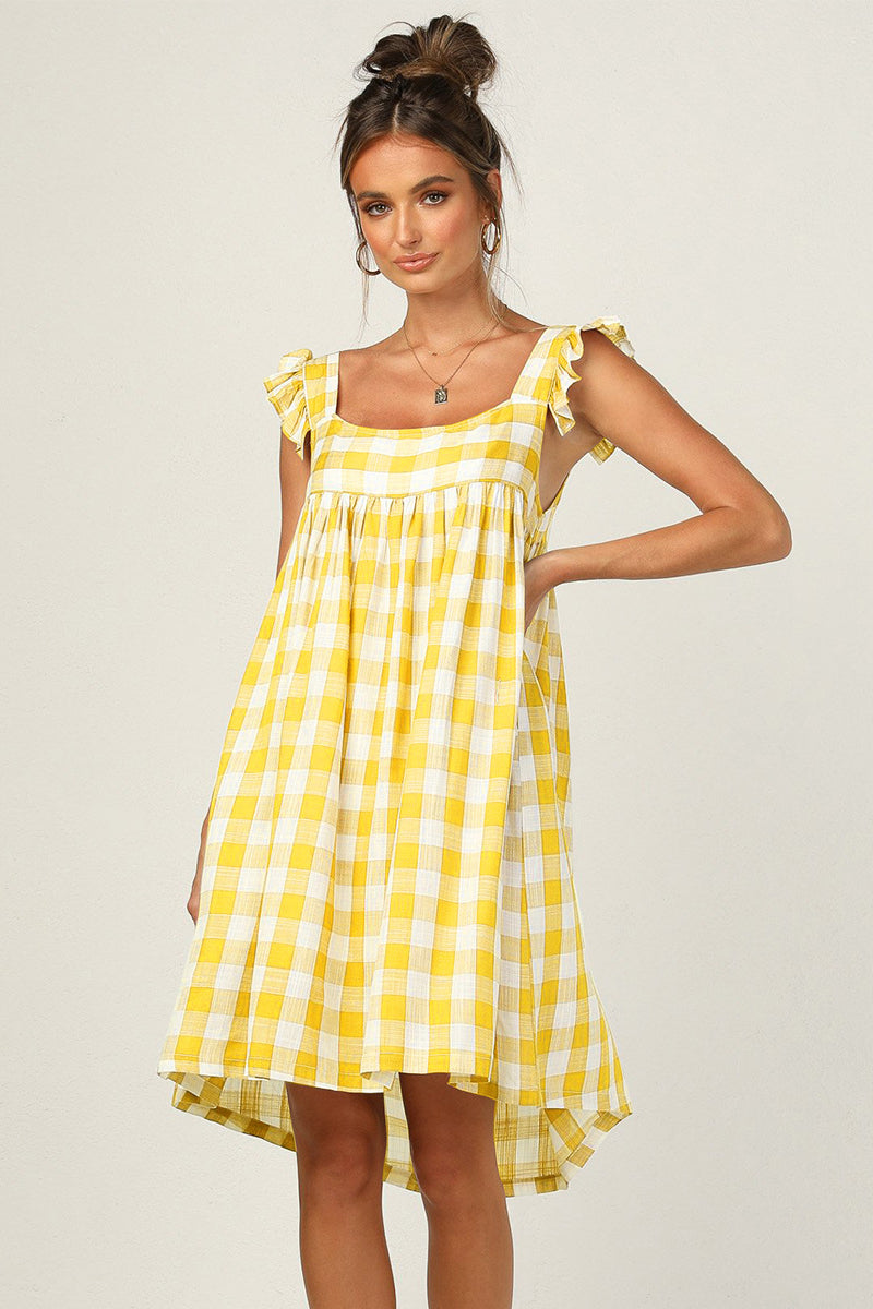 Plaid Babydoll Mini Dress