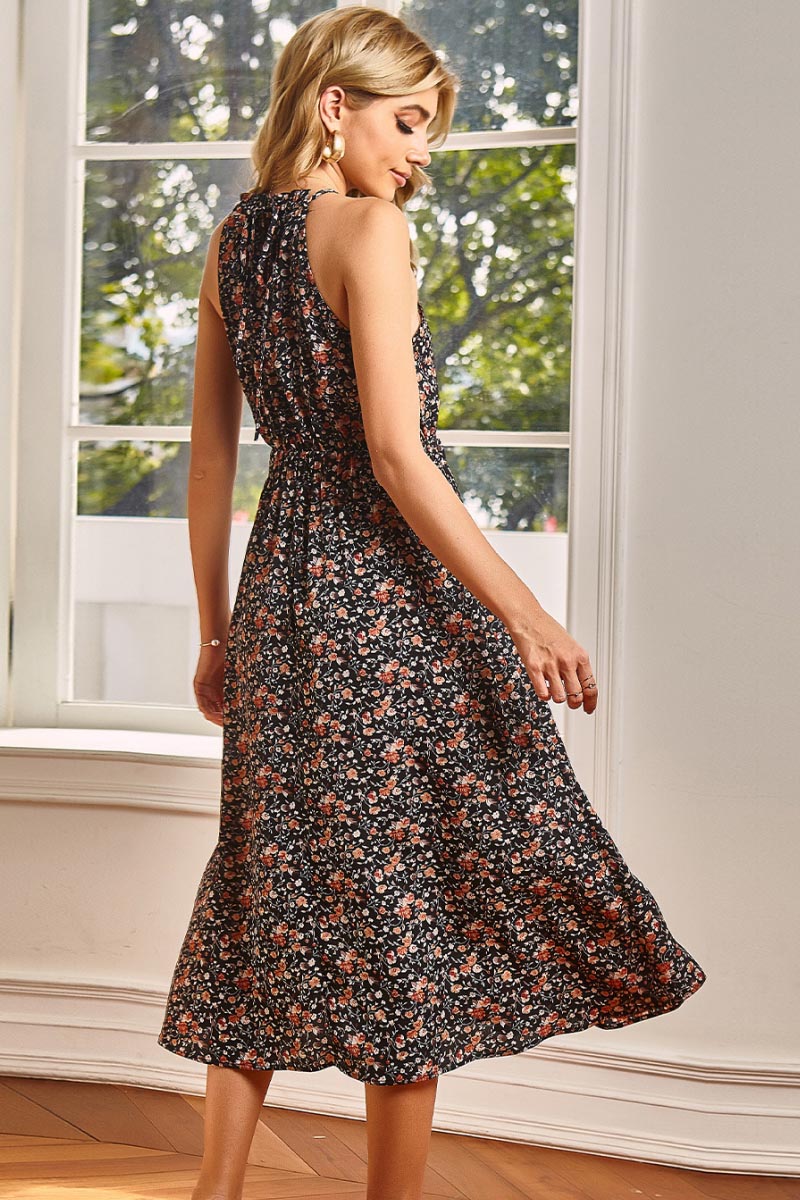 Floral Tie Back Midi Dress