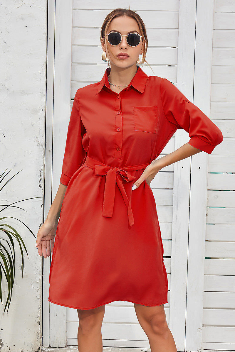 Tie Waist Shirt Dress