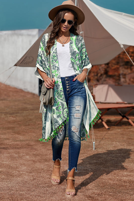 Bohemian Paisley Print Kimono