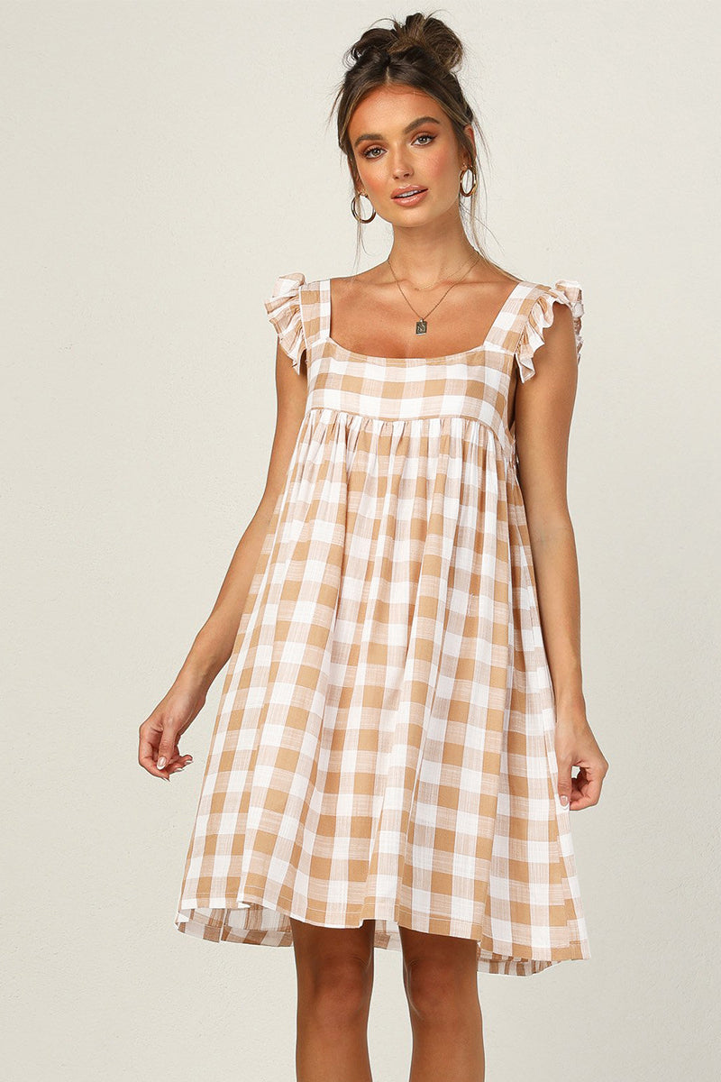 Plaid Babydoll Mini Dress