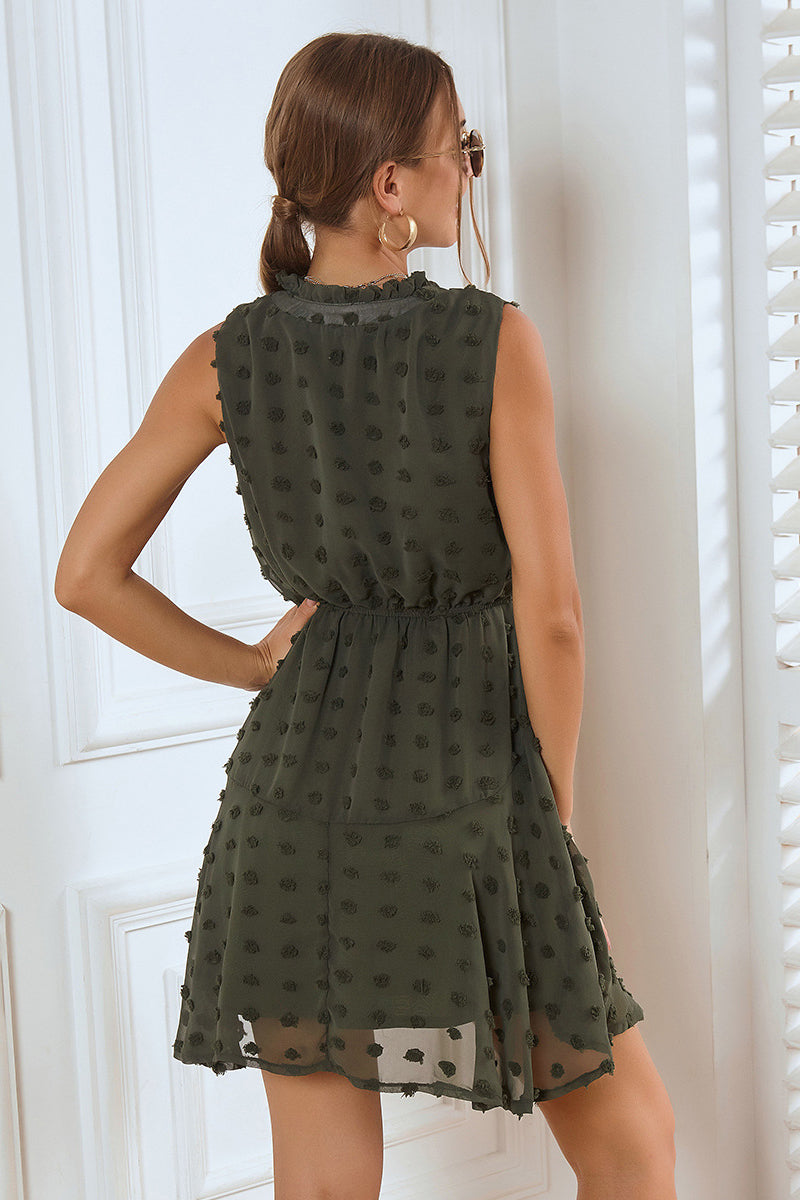 Sleeveless Pom Pom Layered Dress