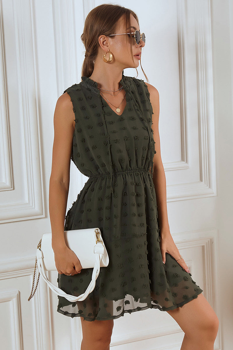 Sleeveless Pom Pom Layered Dress