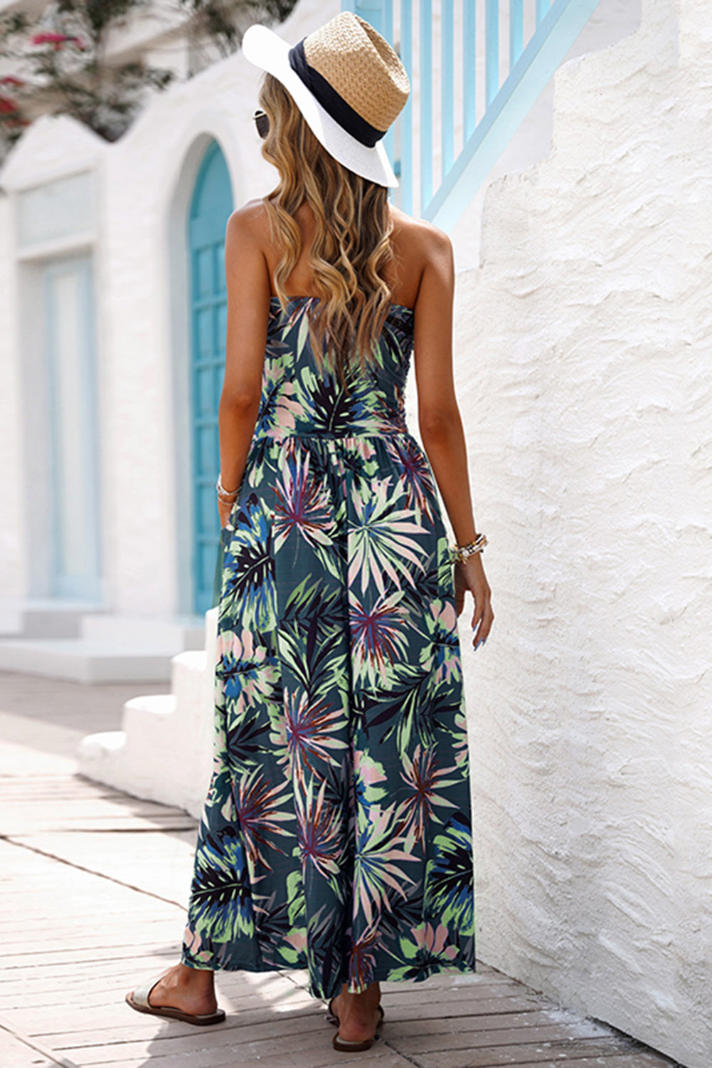 Bohemian Bandeau Print Maxi Dress