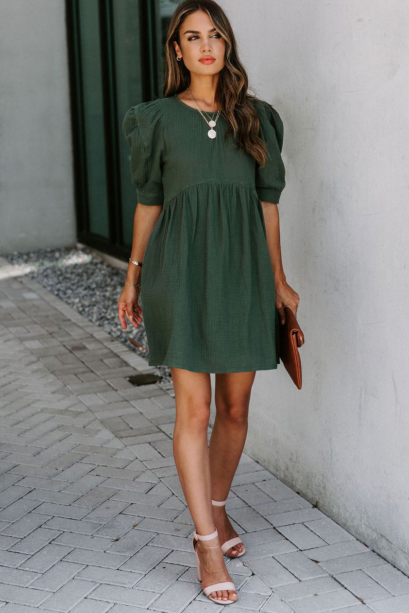 Puff Sleeve Empire Waist Dress