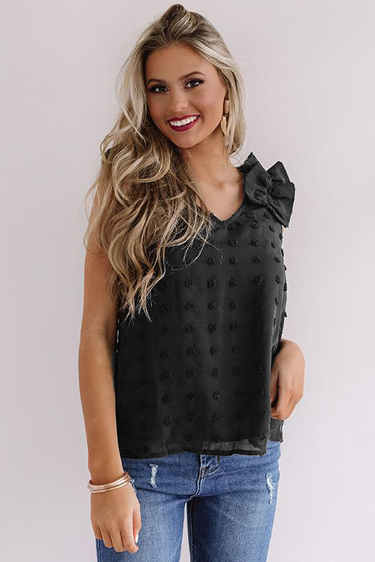 Swiss Dot Top With Ruffled Straps