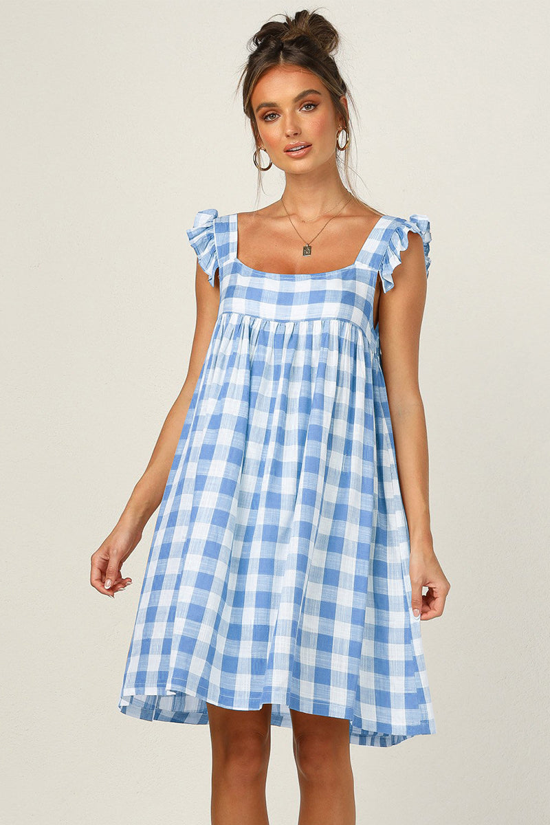 Plaid Babydoll Mini Dress