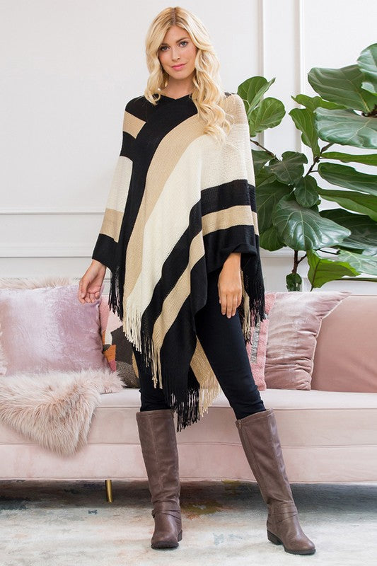 Bold Striped Poncho