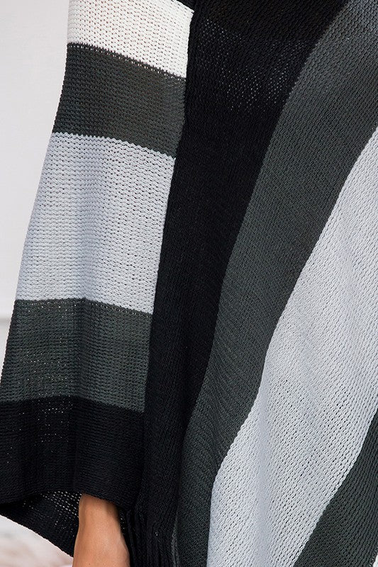 Bold Striped Poncho